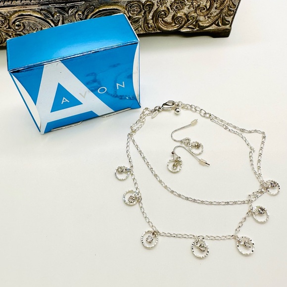 Avon Anklet & Earrings Rhinestone Set New in Box - Picture 6 of 6